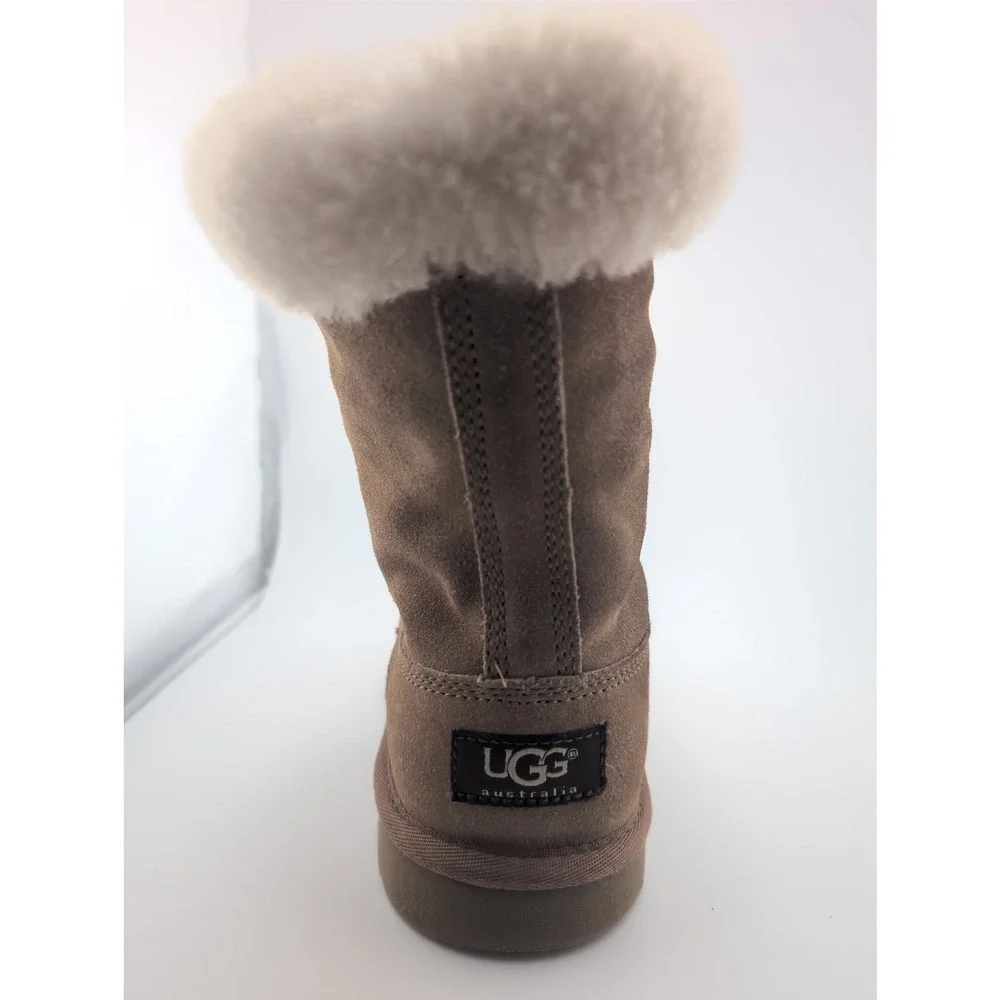 UGG Australia Sophy Leather Boots Girls US Size 4 Brown Chestnut Winter Fall‎